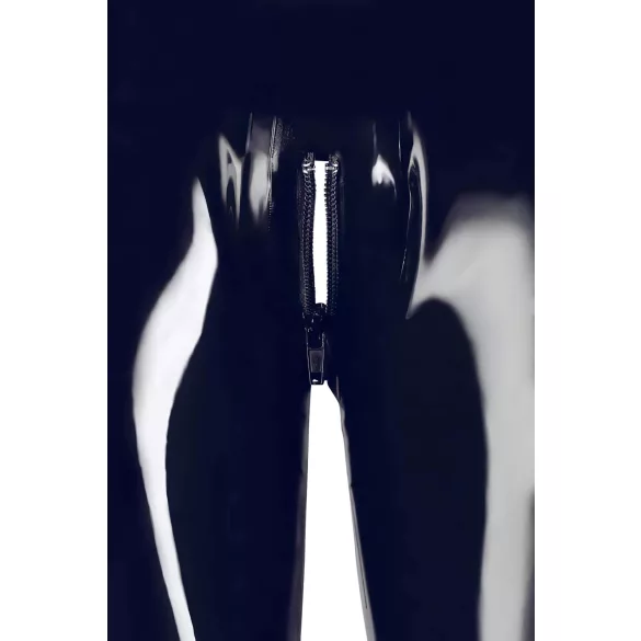 Latex zip-up leggings (black) - XL