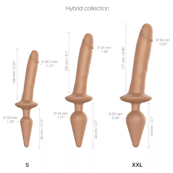 Strap-on-me Switch Realistic L - 2‑in‑1 silicone dildo (flesh-coloured)