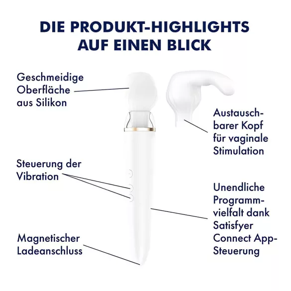Satisfyer Double Wand-er - App-controlled massaging vibrator (white)