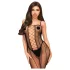 Penthouse Drop-Dead - Black Striped Mesh Open Jumpsuit