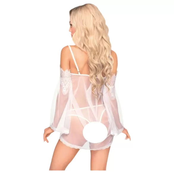 Penthouse Lip Smacker - Lace Off-Shoulder Set (White) - L/XL