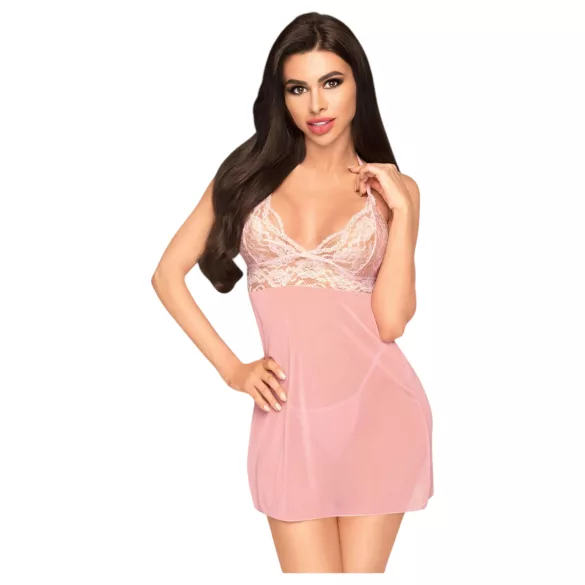 Penthouse Bedtime Story - Nightgown & Thong Set (Pink)