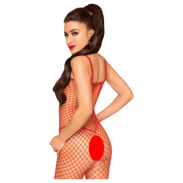 Penthouse Body Search - Open Red Fishnet Bodysuit