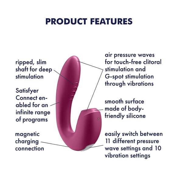Satisfyer Sunray - Rechargeable, Dual-Action Air Pulse Vibrator (Red)