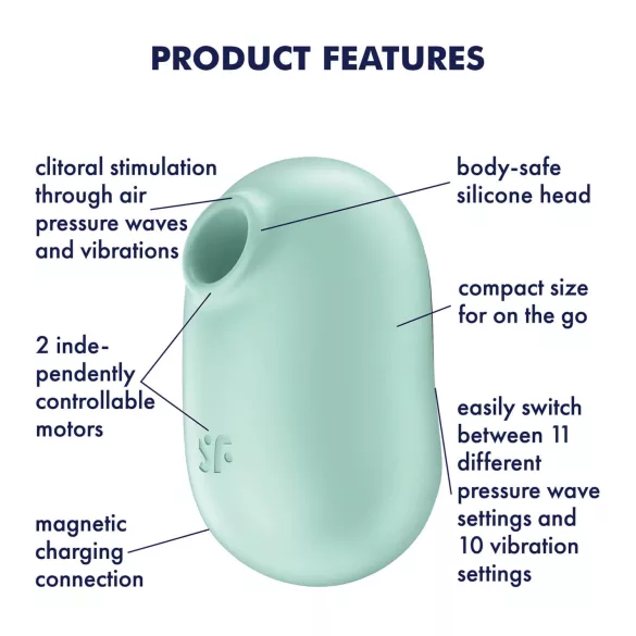 Satisfyer Pro To Go 2 - Rechargeable Air Pulse Clitoral Stimulator (Mint)