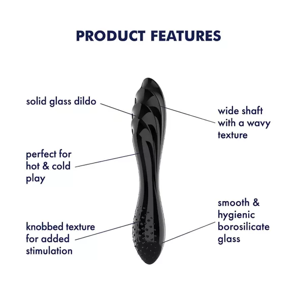Satisfyer Dazzling Crystal 1 - Dual-Ended Glass Dildo (Black)