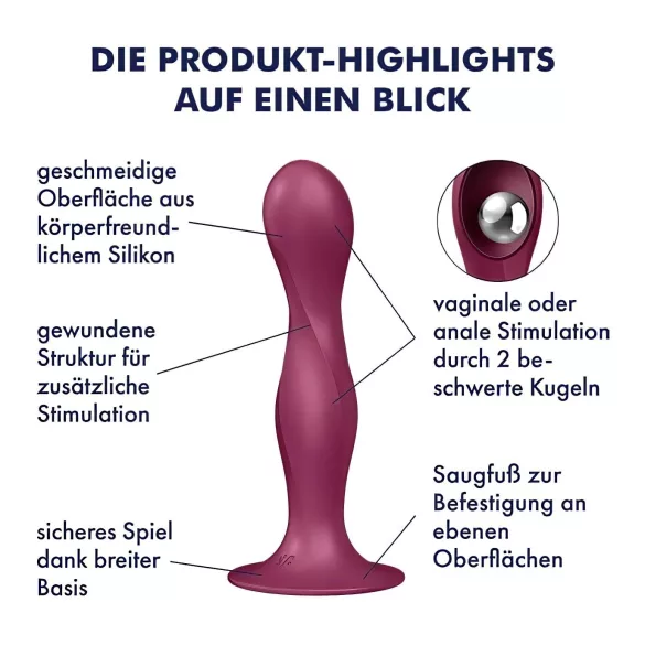 Satisfyer Double Ball-R - Weighted Suction Cup Dildo (Red)