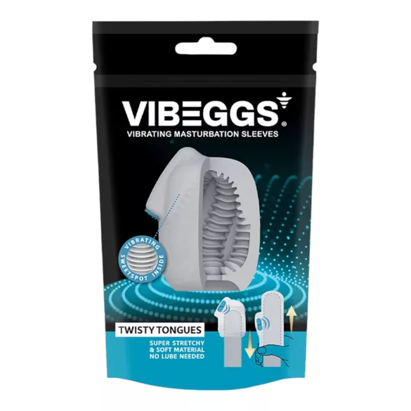 VIBEGGS Twisty Tongues - Vibrating Egg Masturbator (White)
