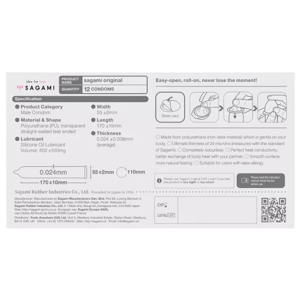 Sagami Original 0.02 - Condoms - 55mm (12 Pack)