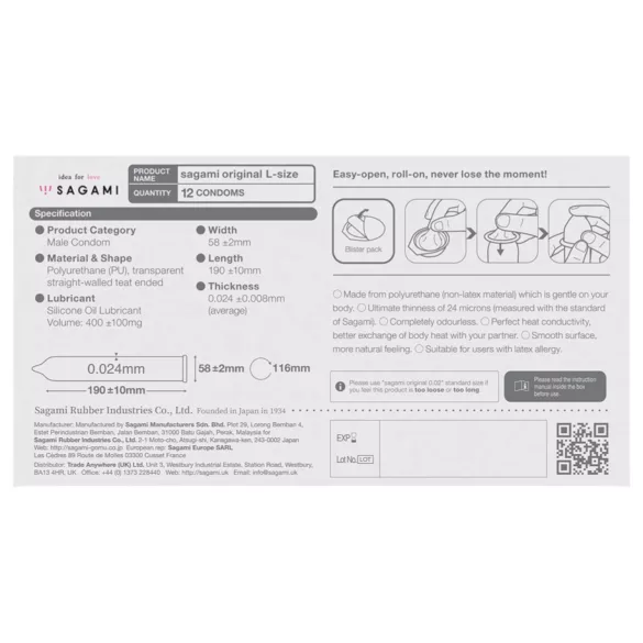 Sagami Original 0.02 L - Condoms - 58mm (6 Pack)