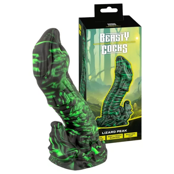 Beasty Cocks Lizard Peak - Gecko Fantasy Dildo (Green-Black)