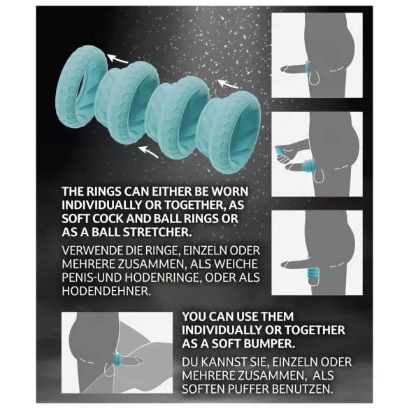 You2Toys - 3-in-1 Penis and Testicle Ring Set (Turquoise)