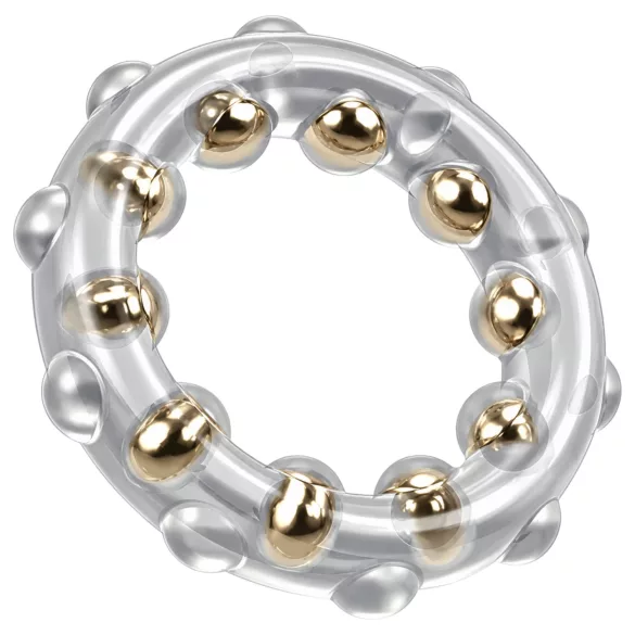 Rebel - Transparent Silicone Cock Ring with Metal Balls and Nubs