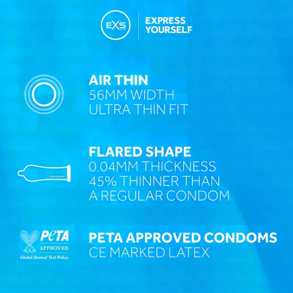 EXS Air Thin - Ultra Thin Latex Condoms (12 Pack)