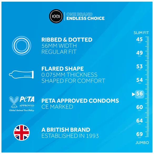 EXS Ribbed & Dotted - ribbed, dotted condoms (48 pcs)