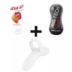 Couples Package (Masturbator, Finger Vibrator, Lubricant)