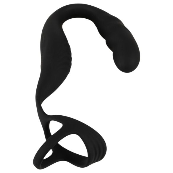 Rebel - Prostate Vibrator with Ring for Penis and Testicles (Black)