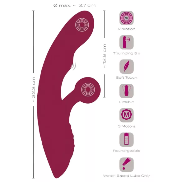 Javida 2-Function Rabbit - Rechargeable Clitoral Vibrator (Red)