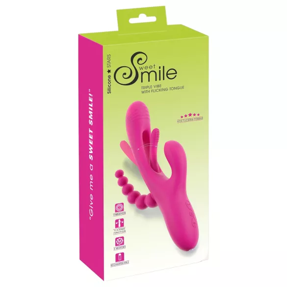 SMILE - triple‑arm, tongue vibrator (pink)