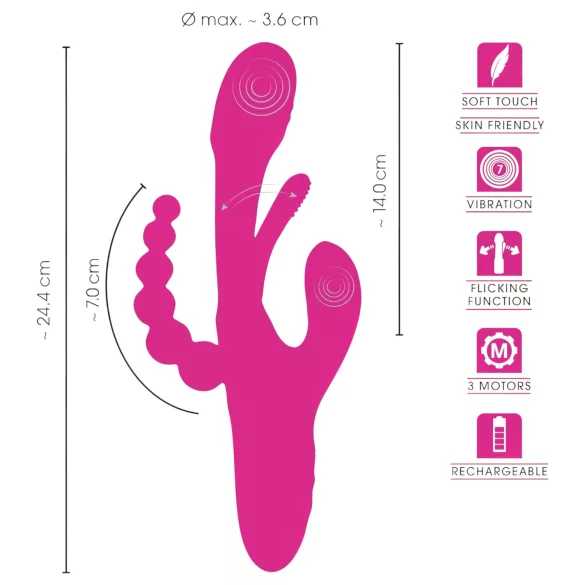 SMILE - triple‑arm, tongue vibrator (pink)