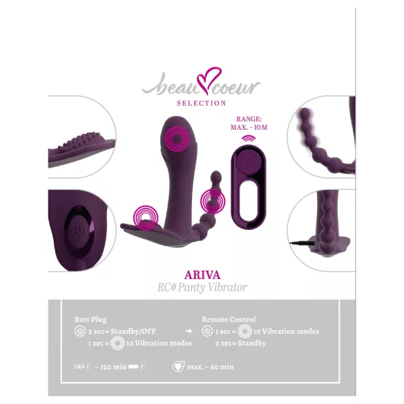 Beau Coeur Ariva - 3-in-1 Panty Vibrator (Purple)