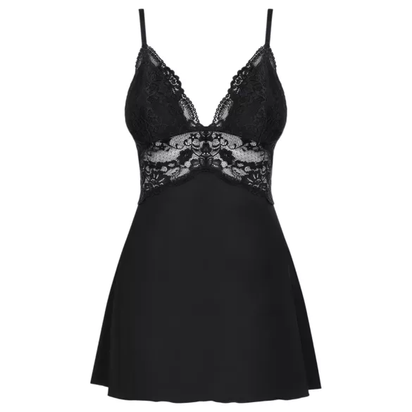 Obsessive - lace babydoll and thong (black) - L/XL