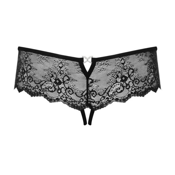 Obsessive Merossa - Sparkling Open Women's Thong - Black - 2XL/3XL