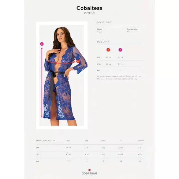 Obsessive Cobaltess - Lace Robe (Blue) - L/XL