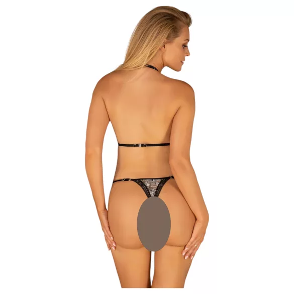 Obsessive Xenita - Sheer Patterned Bra Set (Gray)