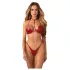 Obsessive Inferro - Strappy Faux Leather Bra Set (Red)