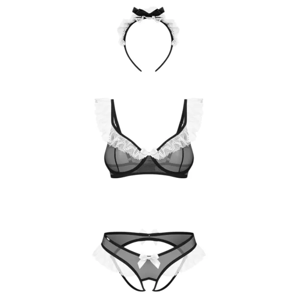 Obsessive Naughty Maid - three‑piece maid costume (black and white)
