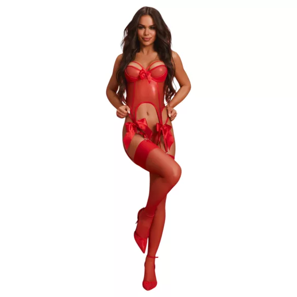 Obsessive Gifty - corset and open thong set (red)