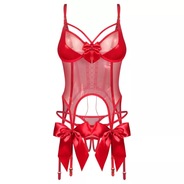 Obsessive Gifty - corset and open thong set (red)