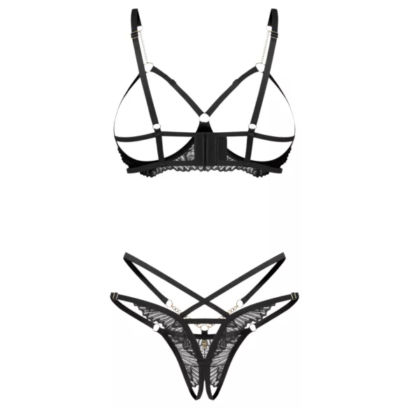 Obsessive Matildea - open‑cup bra set (black)