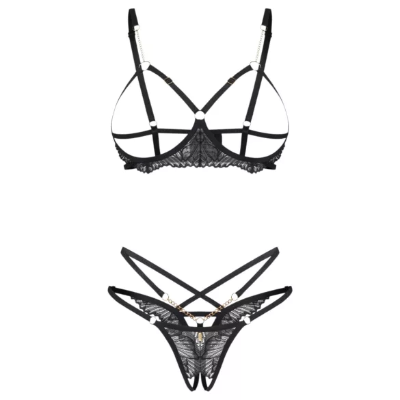Obsessive Matildea - open‑cup bra set (black)