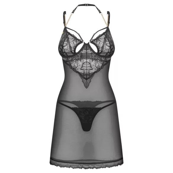 Obsessive Matildea - chemise and thong set (black) - L/XL