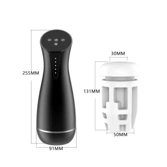 Men's Play - Suction & Vibration Warming Masturbator (Black)