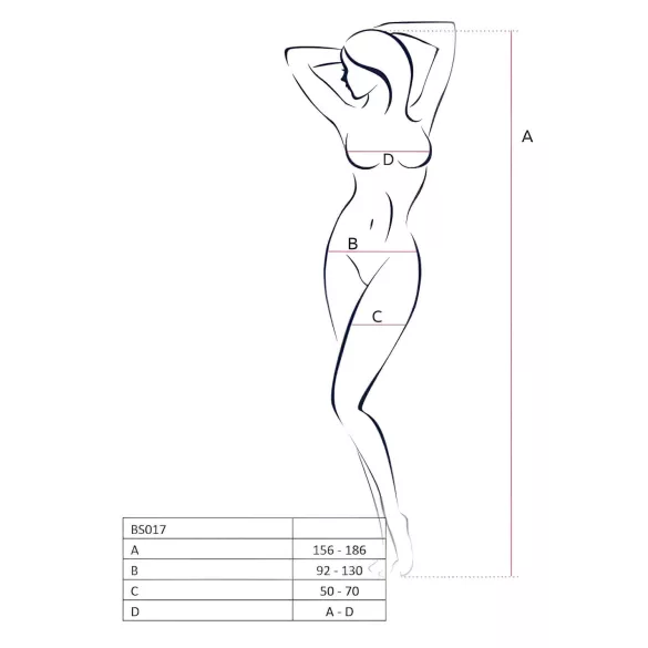 Passion BS017 - Rose Pattern Fishnet Set (Black) - Sizes S to L