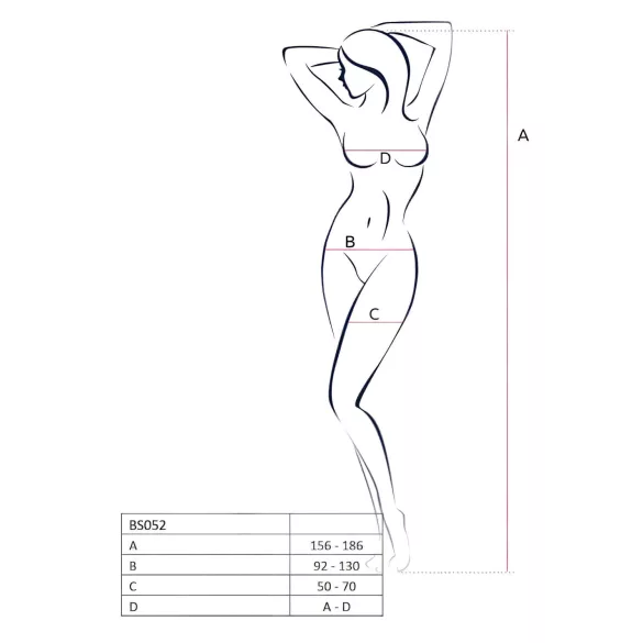 Passion BS052 - Open Mesh Bodysuit (Black) - Sizes S-L