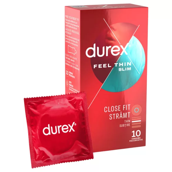 Durex Feel Thin Slim – Ultra Thin Condoms for a Natural Feel (10 pack)