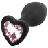 Sunfo - Heart Gem Silicone Anal Plug (Black-Pink)