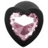Sunfo - Heart Gem Silicone Anal Plug (Black-Pink)