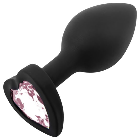 Sunfo - Heart Gem Silicone Anal Plug (Black-Pink)