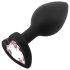 Sunfo - Heart Gem Silicone Anal Plug (Black-Pink)