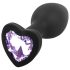 Sunfo - Silicone Heart Gem Anal Plug (Black-Purple)