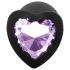 Sunfo - Silicone Heart Gem Anal Plug (Black-Purple)