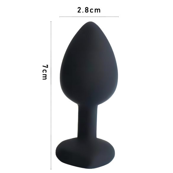 Sunfo - Silicone Heart Gem Anal Plug (Black-Purple)