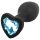 Sunfo - Silicone Heart-Shaped Anal Plug with Blue Gem (Black)