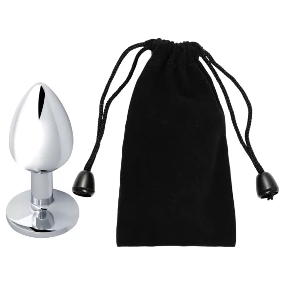 Sunfo - Metal Anal Plug with Yellow Gem (Silver)