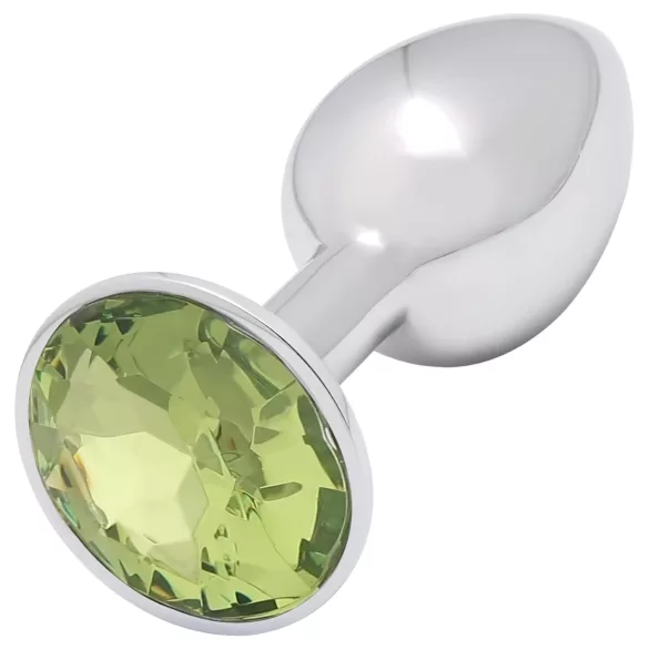 Sunfo - Metal Anal Plug with Lime Gemstone (Silver)